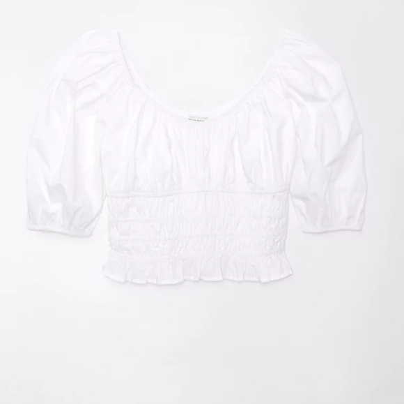 NWT American Eagle Outfitters Puff Sleeve Top Size Small White - Picture 4 of 5